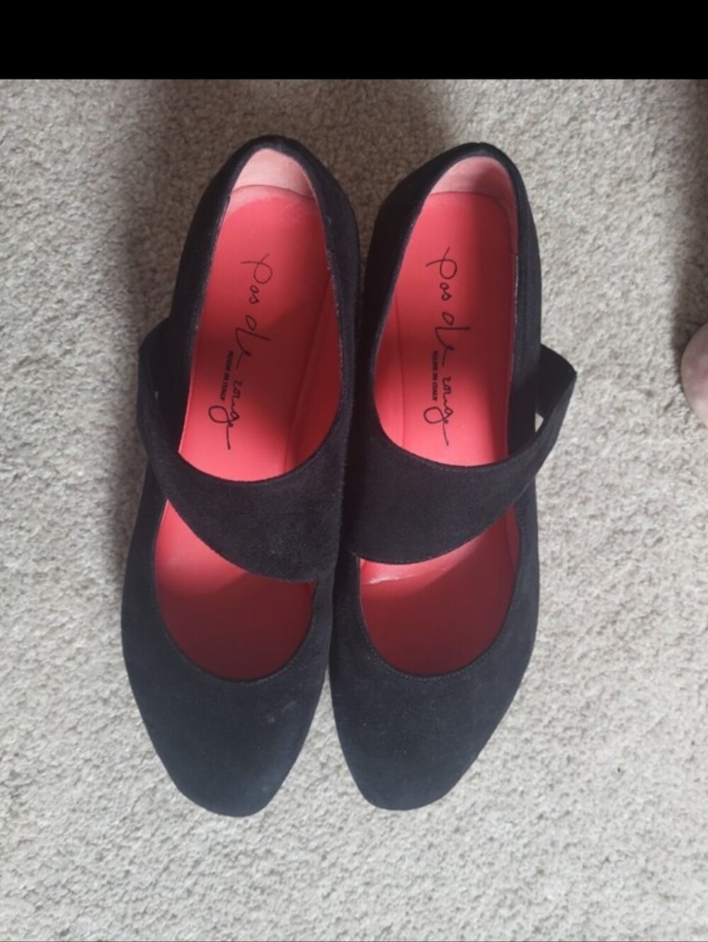 Pas De Rouge Like New EUC black suede wedge Mary Jane Quality Timeless